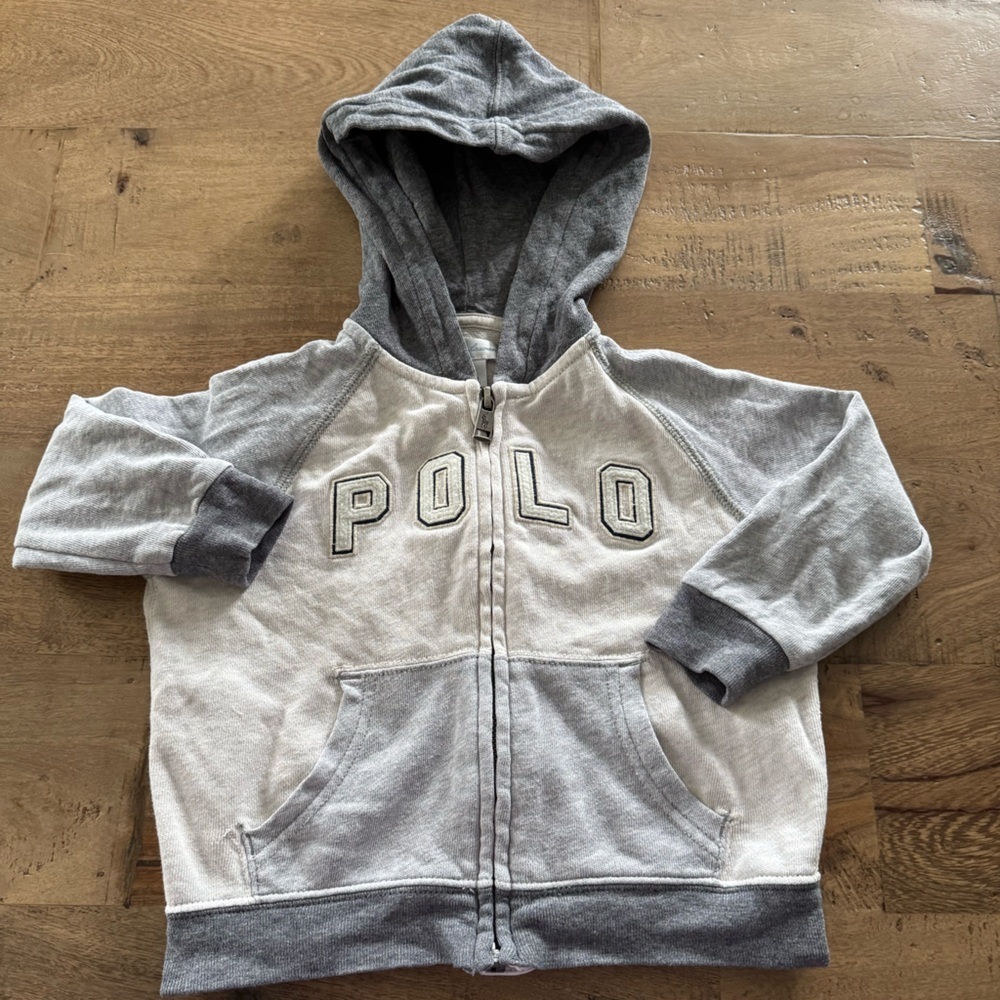 Polo by Ralph Lauren Kids Two-Tone Gray zipper Hoodie size 18 months